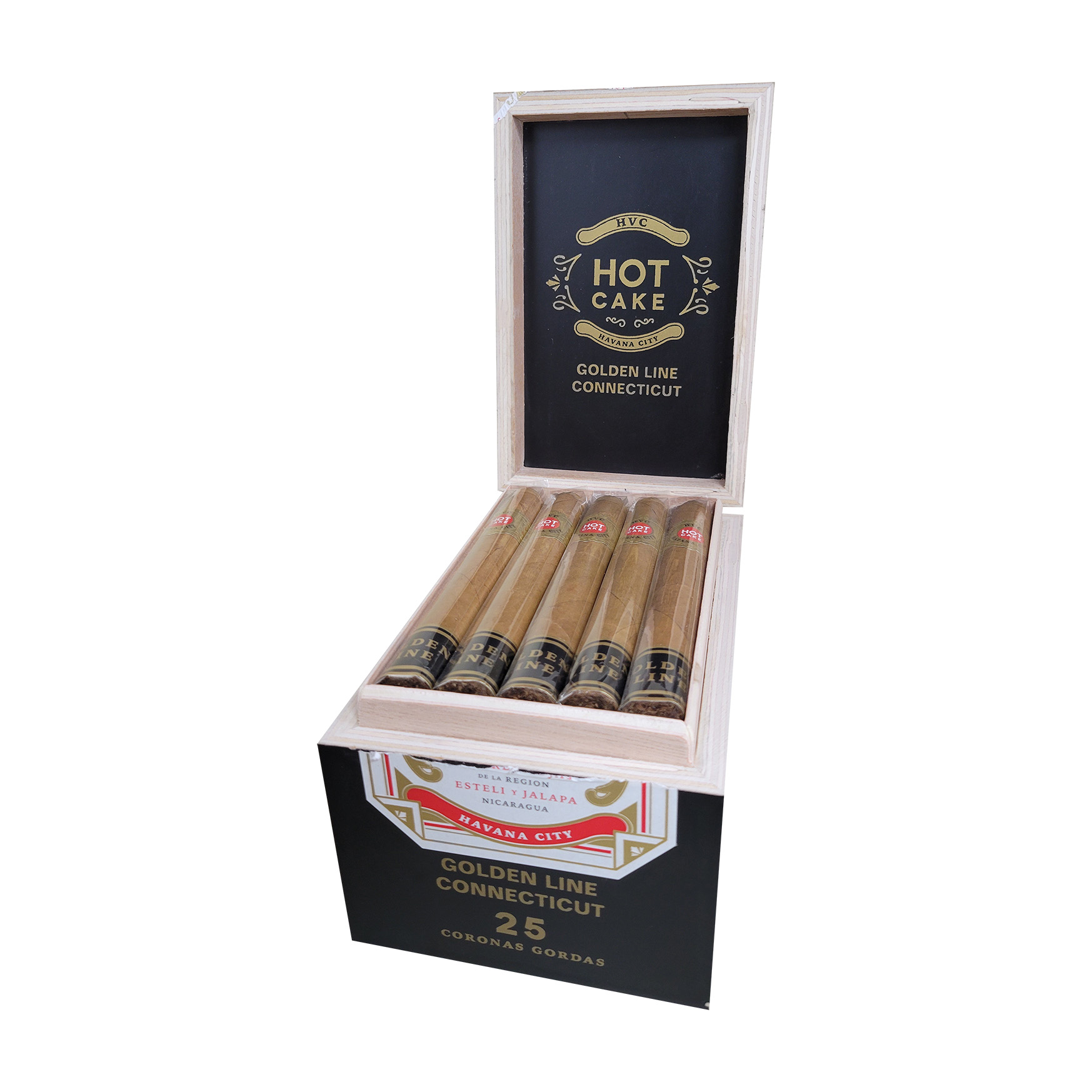 HVC Hot Cake Golden Line Corona Gorda CT Cigar - Box